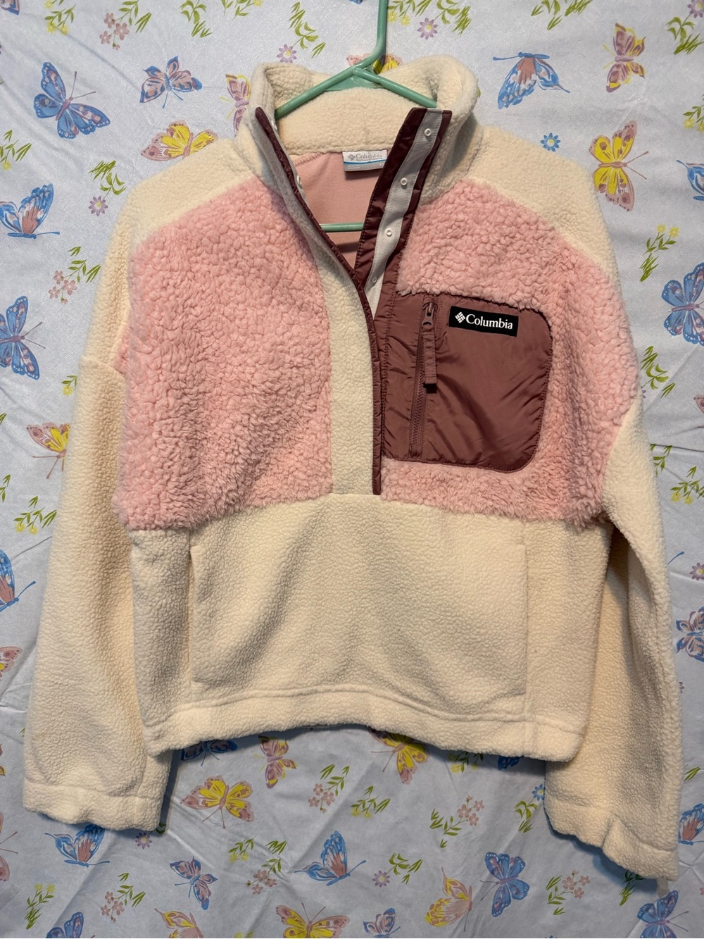 Columbia Lodge Sherpa Fleece Pullover Jacket Small Relaxed Fit